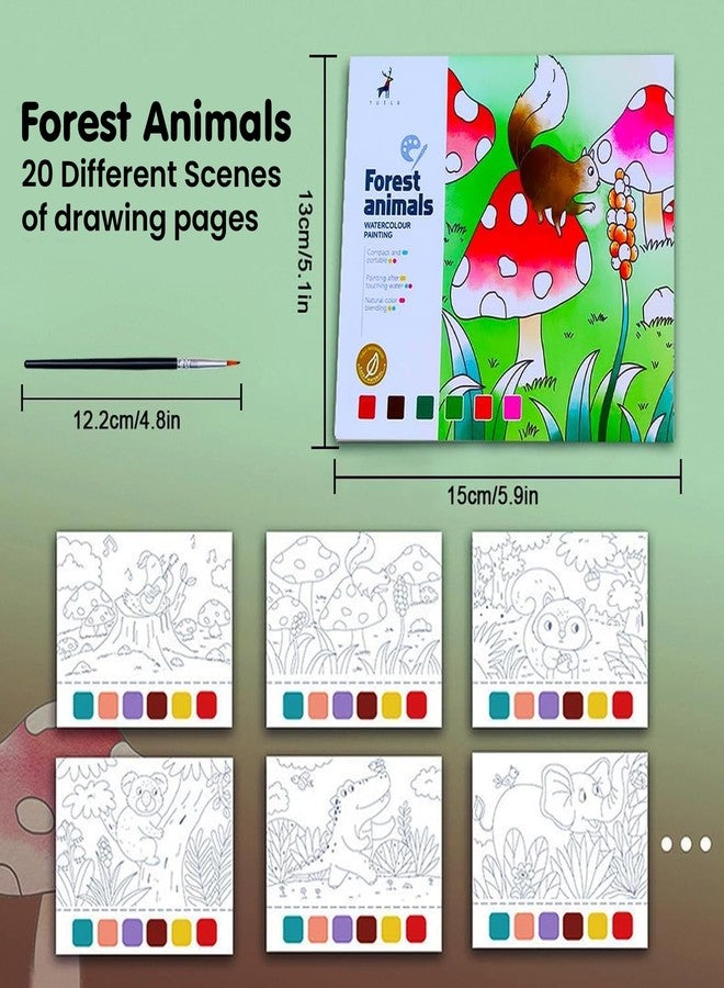 Kidology كتاب كيدولوجي للألوان المائية للأطفال - كتاب رسم قابل لإعادة الاستخدام مكون من 20 ورقة مع فرشاة | مجموعة مونتيسوري التعليمية للفنون والحرف اليدوية | كتاب أنشطة بالألوان المائية هدية للأطفال (موضوع حيوانات الغابة) - Image 2